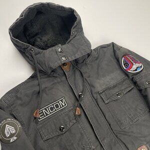 Tacvasen Military Style Jacket Men’s M Canvas Coat Sherpa Lined Patches Hooded